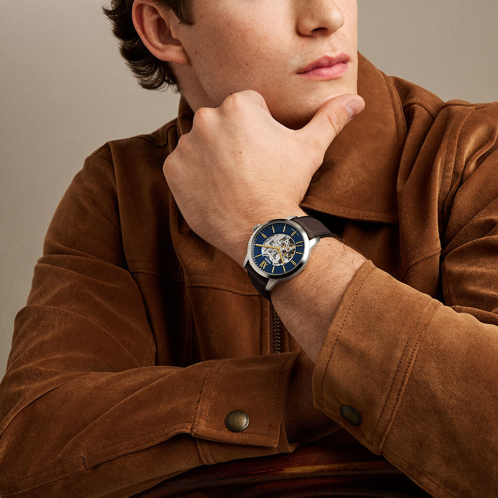 Montre Fossil Townsman Automatic Bleu - F&ecirc;te des p&egrave;res Homme | Histoire d&rsquo;Or
