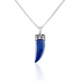 Collier Acier Blanc Ludvik Lapis Lazuli - Colliers fantaisie Homme | Histoire d’Or