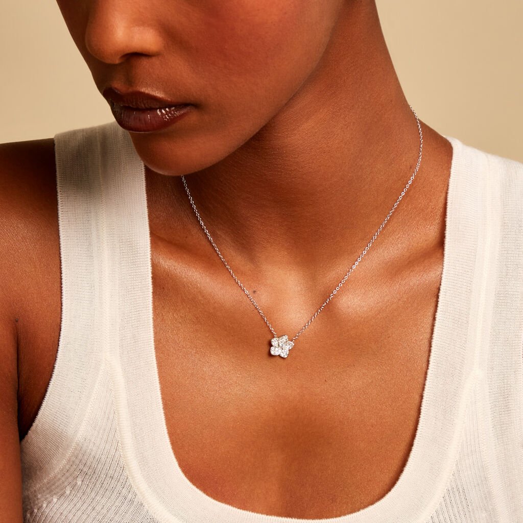Collier Sephine Argent Blanc Oxyde De Zirconium - Colliers fantaisie Femme | Histoire d&rsquo;Or