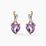 Boucles D'oreilles Or Jaune Clothilde Amethystes Oxydes - Clous d'oreilles Femme | Histoire d&rsquo;Or