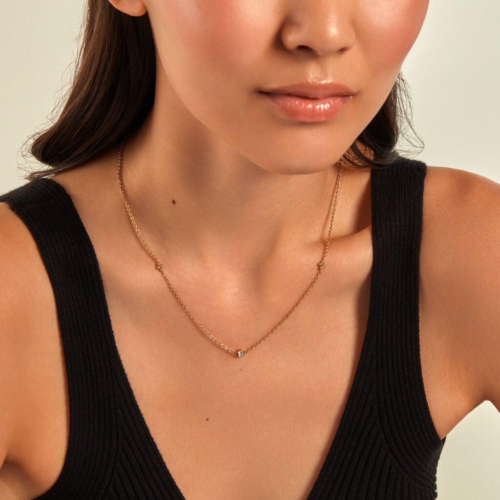 Collier Eva Acier Jaune Cristaux - Colliers pierre Femme | Histoire d&rsquo;Or