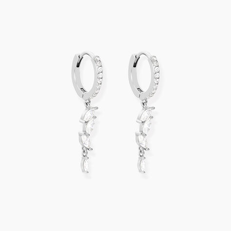 Cr&eacute;oles Elnore Argent Blanc Oxyde De Zirconium - Boucles d'oreilles cr&eacute;oles Femme | Histoire d&rsquo;Or