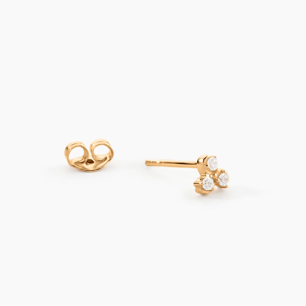 Boucles D'Oreilles Puces Marinette Plaqu&eacute; Or Jaune Oxyde De Zirconium - Boucles d'oreilles fantaisie Femme | Histoire d&rsquo;Or