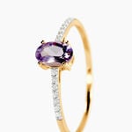 Bague Sorley Or Jaune Am&eacute;thyste Oxyde De Zirconium - Bagues solitaires Femme | Histoire d&rsquo;Or