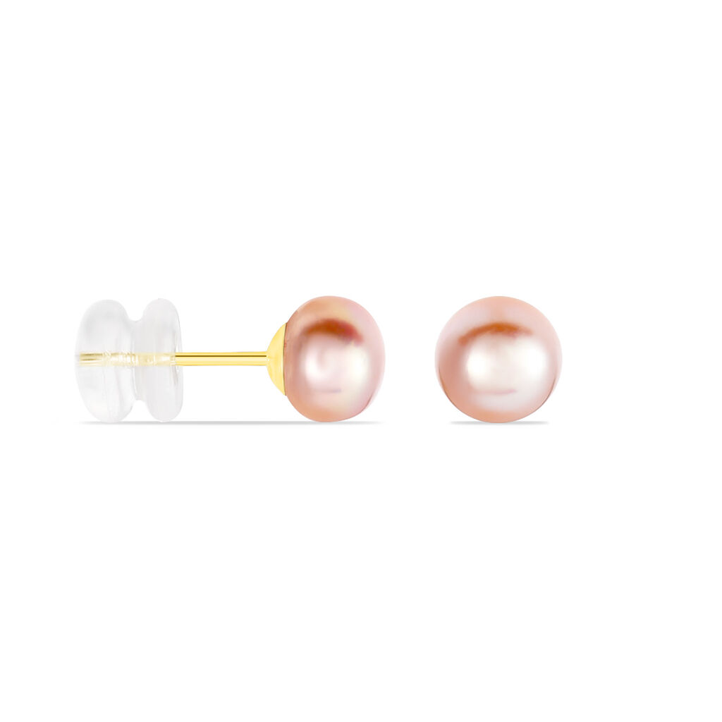 Boucles D'oreilles Puces Ursulina Or Jaune Perle De Culture - Clous d'oreilles Femme | Histoire d’Or