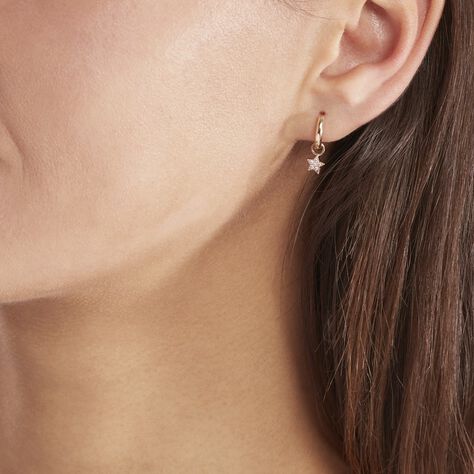 Créoles Plaqué Or Pauwels Pampilles Etoiles Oxydes De Zirconium - Boucles d'oreilles créoles Femme | Histoire d’Or