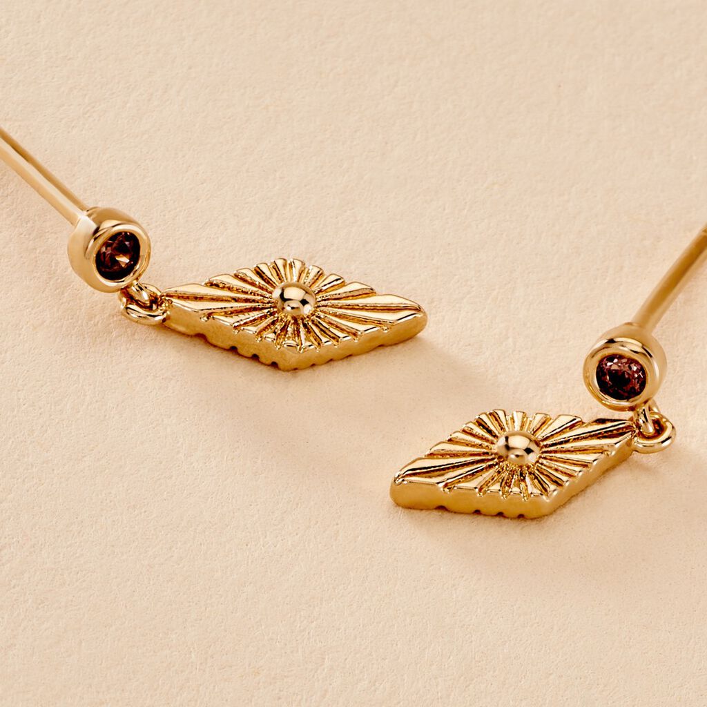 Boucles D'oreilles Pendantes Azteque Plaqué Or Jaune Oxyde Zirconium - Boucles d'oreilles fantaisie Femme | Histoire d’Or