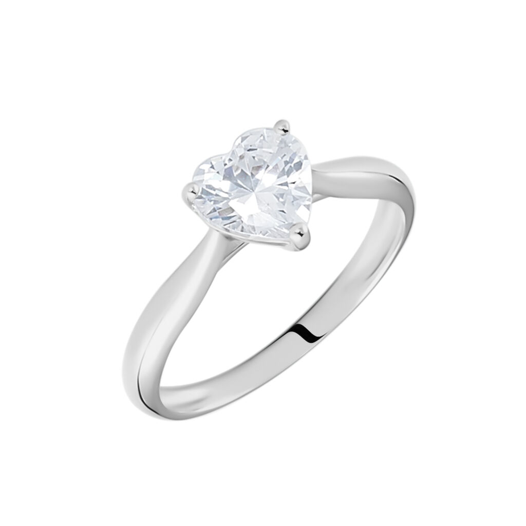 Bague Solitaire Geranium Argent Blanc Oxyde De Zirconium - Bagues solitaires Femme | Histoire d’Or
