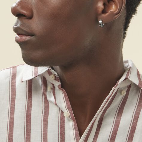 Créole Unitaire Helgo Acier Bicolore - Boucles d'oreilles créoles Homme | Histoire d’Or