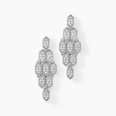 Boucles D'oreilles Pendantes Versailles Argent Blanc Oxyde Zirconium - Boucles d'oreilles pendantes Femme | Histoire d’Or