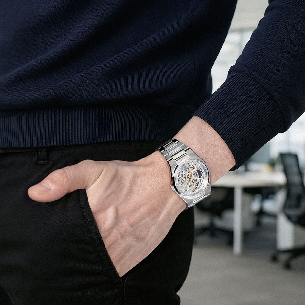 Montre Festina Swiss Made Automatic Squelette 40 Argenté - Montres suisses Homme | Histoire d’Or