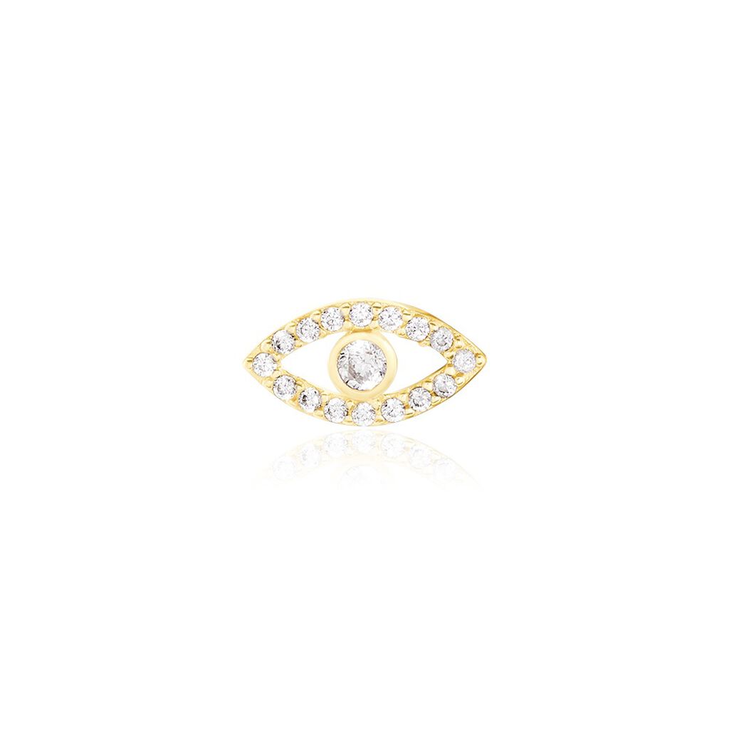 Boucle D’oreille Clou En Zircon Plaqué Or 18 Carats – Unitaire, Style Puce