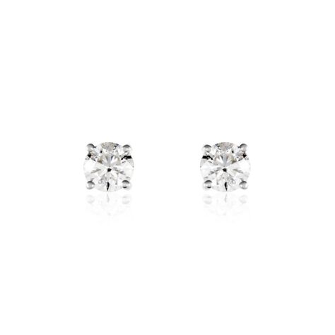 Boucles D'oreilles Puces Victoria Or Blanc Diamant - Clous d'oreilles Famille | Histoire d’Or