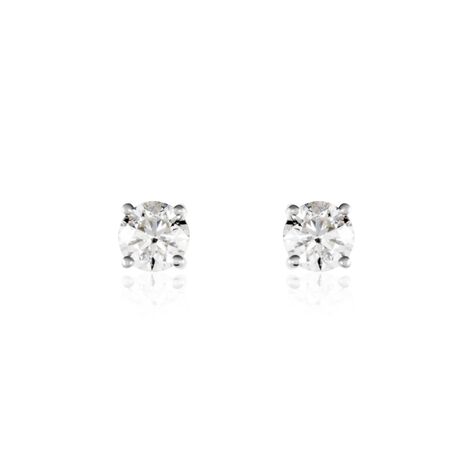 Boucles D'oreilles Puces Victoria Or Blanc Diamant - Clous d'oreilles Famille | Histoire d’Or