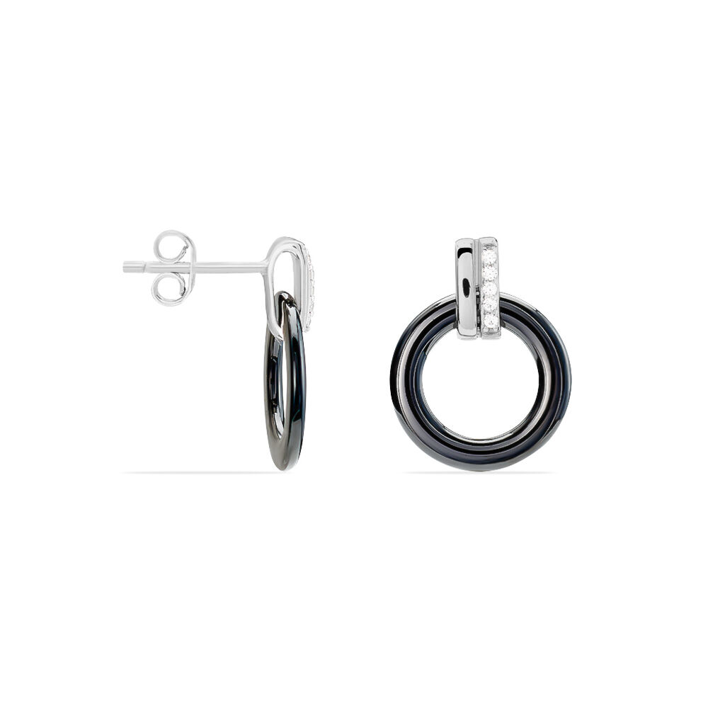 Boucles D'oreilles Pendantes Bertillianne Argent  Céramique Et Oxyde - Boucles d'oreilles fantaisie Femme | Histoire d’Or