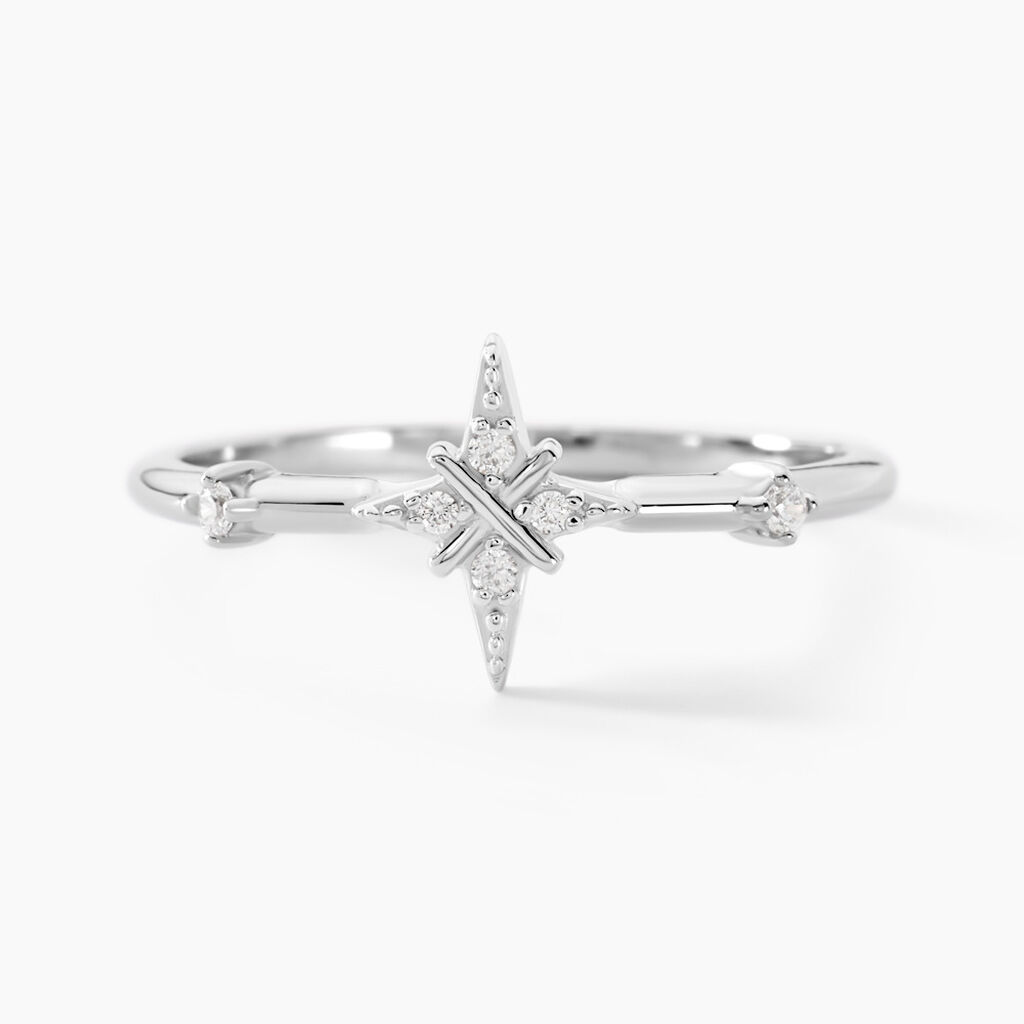 Bague Astre Precieux Argent Blanc Oxyde De Zirconium - Bagues avec pierre Femme | Histoire d’Or