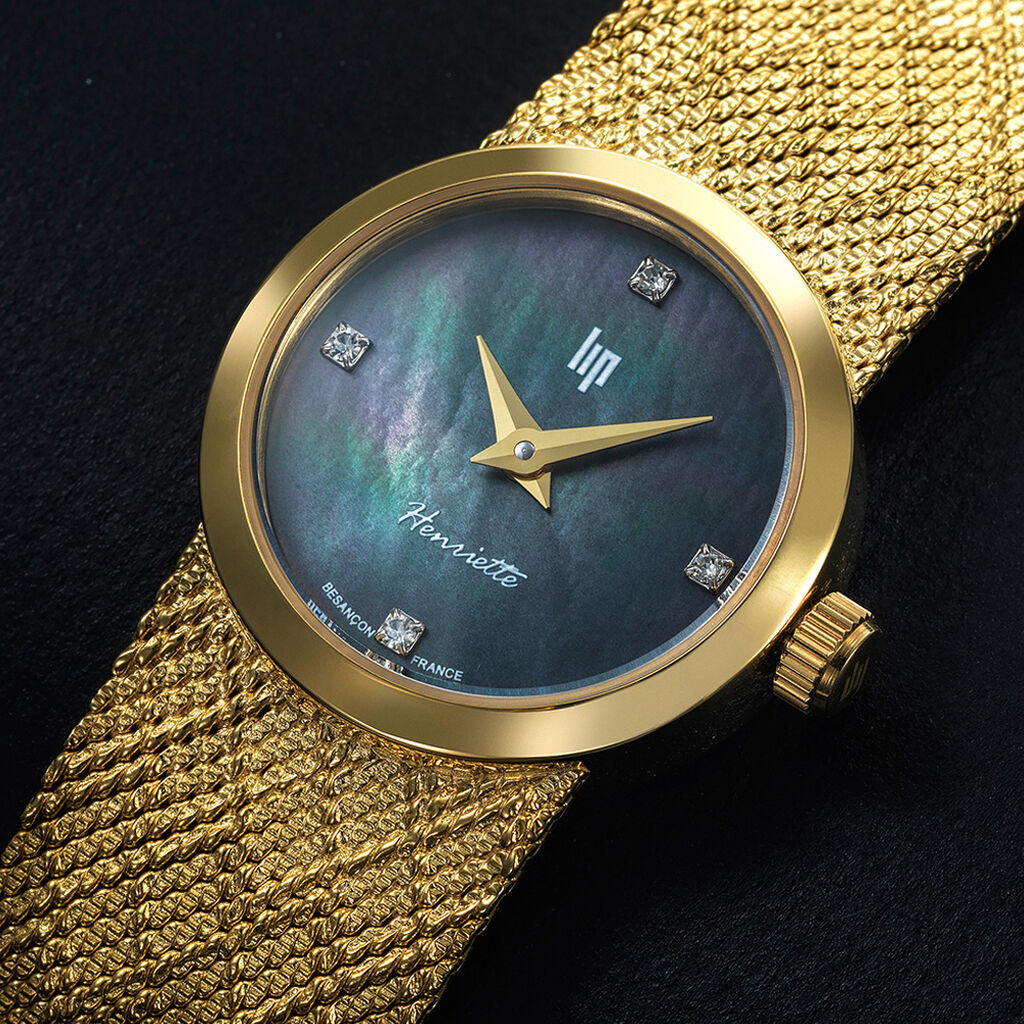 Montre Lip Henriette Diamant Nacre Noire - Montres Femme | Histoire d&rsquo;Or