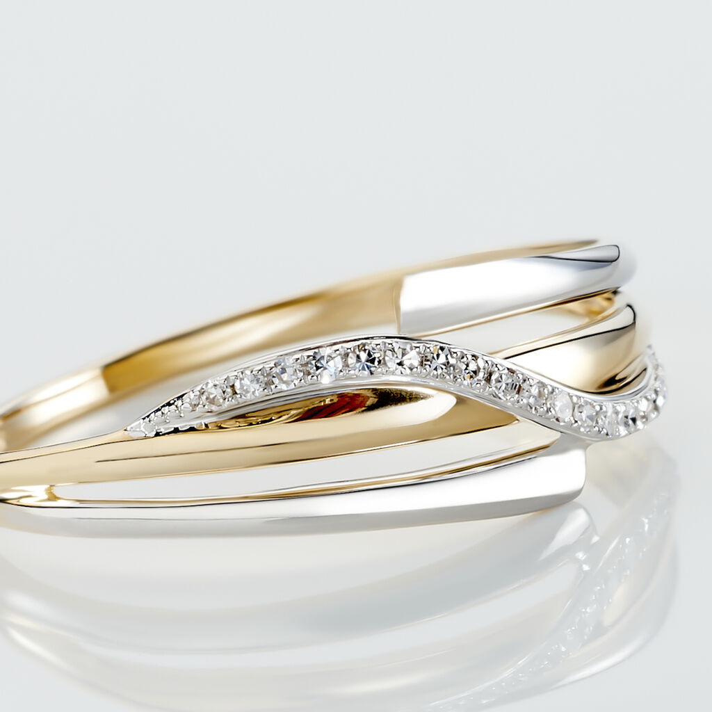 Bague Bodil Or Bicolore Diamant - Bagues avec pierre Femme | Histoire d&rsquo;Or