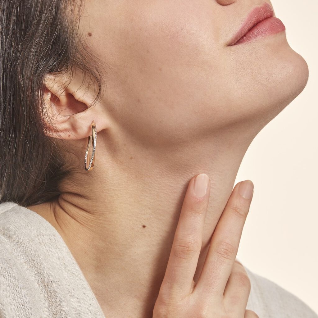 Créoles Doralynne Or Bicolore - Boucles d'oreilles créoles Femme | Histoire d’Or