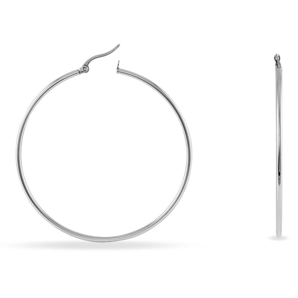 Créoles Carmela Acier Blanc - Boucles d'oreilles créoles Femme | Histoire d’Or
