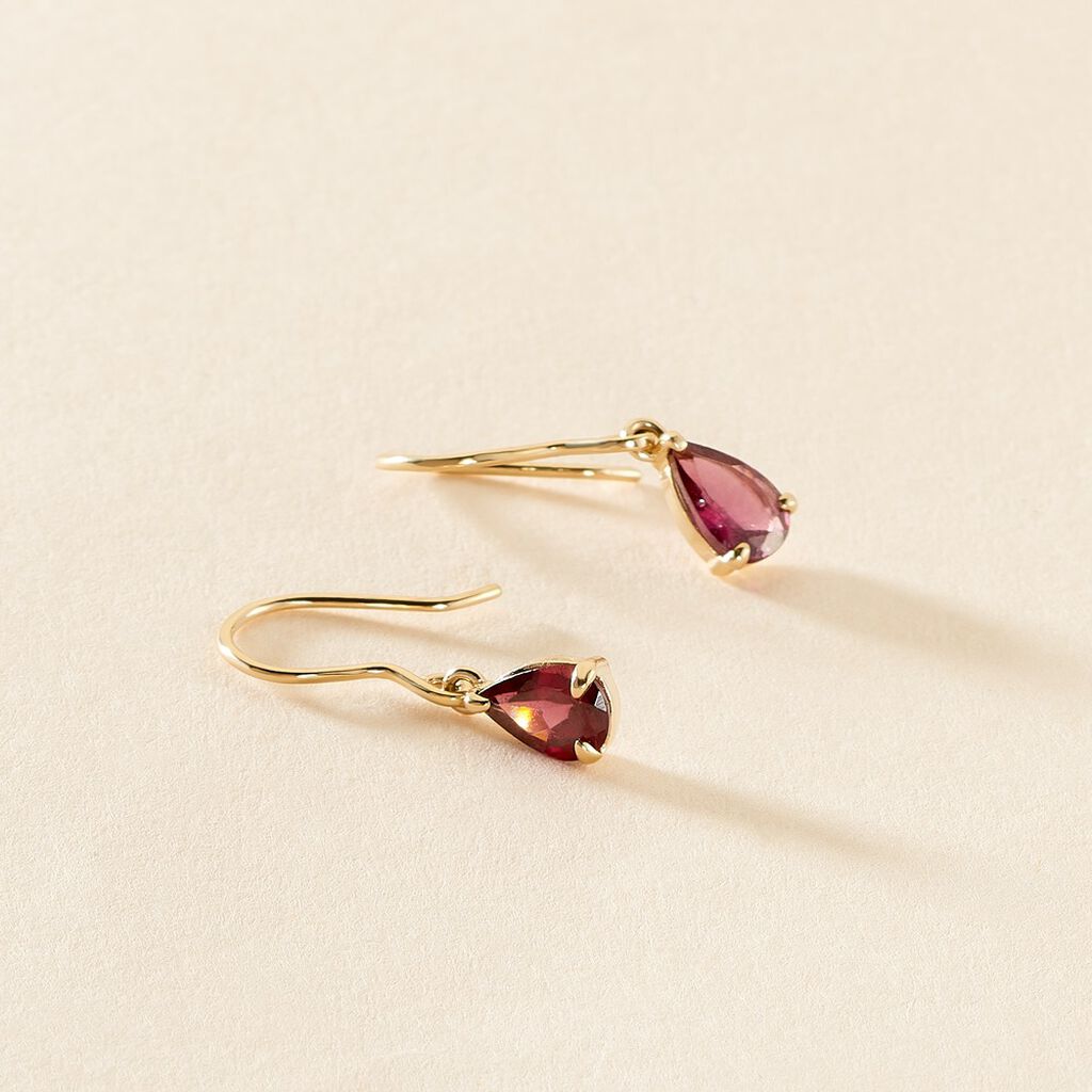 Boucles D'oreilles Puces Rhodolite Fever Or Jaune Rhodolite - Boucles d'oreilles pendantes Femme | Histoire d’Or