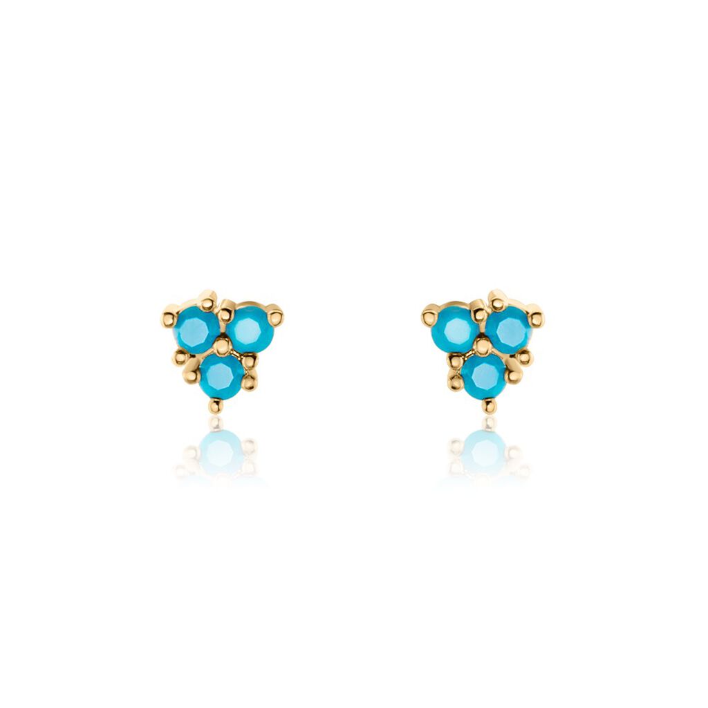 Boucles D'oreilles Puces Istoria Plaqué Or Jaune Pierre D'imitation - Boucles d'oreilles fantaisie Femme | Histoire d’Or