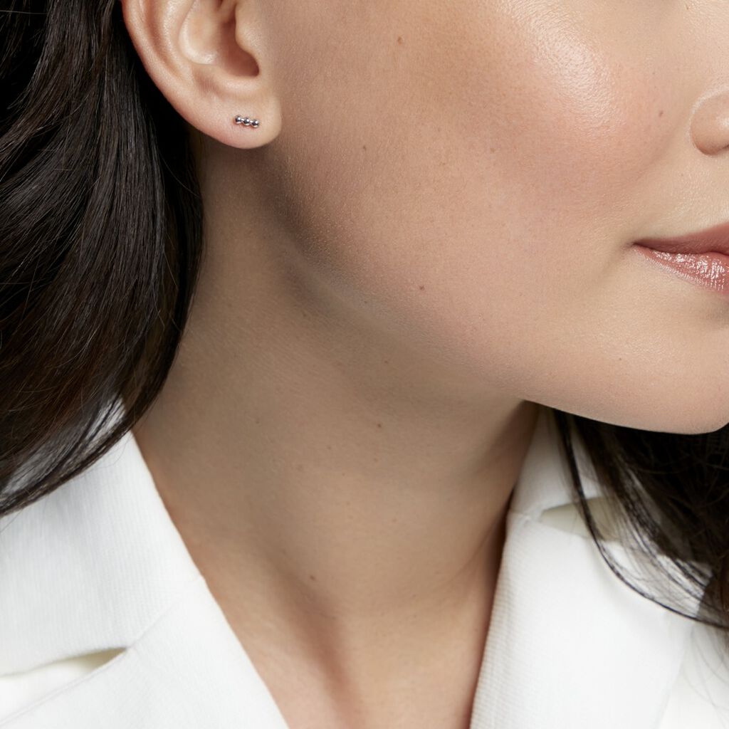 Boucles D'oreilles Puces Ina Argent Blanc - Boucles d'oreilles fantaisie Femme | Histoire d’Or