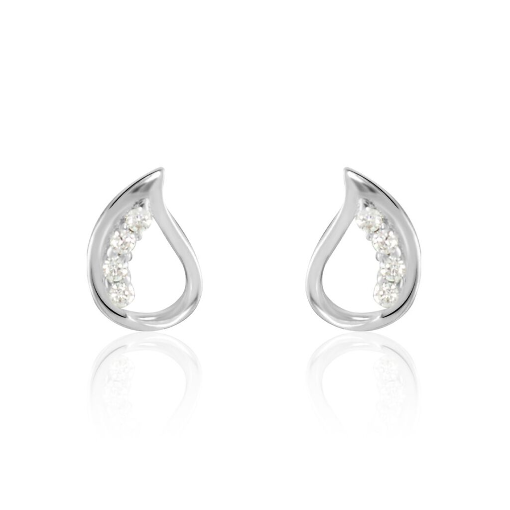 Boucles D'oreilles Puces Argent Blanc Sylvan Oxydes De Zirconium - Boucles d'oreilles fantaisie Femme | Histoire d’Or