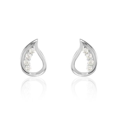 Boucles D'oreilles Puces Argent Blanc Sylvan Oxydes De Zirconium - Boucles d'oreilles fantaisie Femme | Histoire d’Or