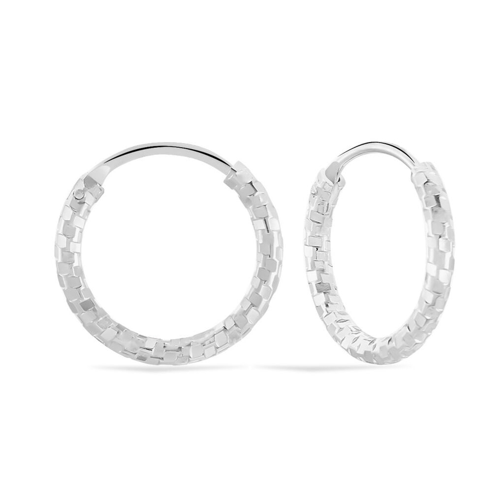 Créoles Argent Blanc Agathe - Boucles d'oreilles créoles Femme | Histoire d’Or