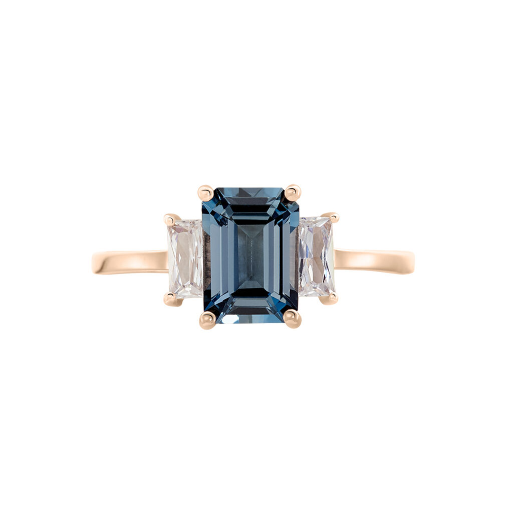 Bague Aimie Or Rose Topaze Et Oxyde De Zirconium - Bagues solitaires Femme | Histoire d’Or