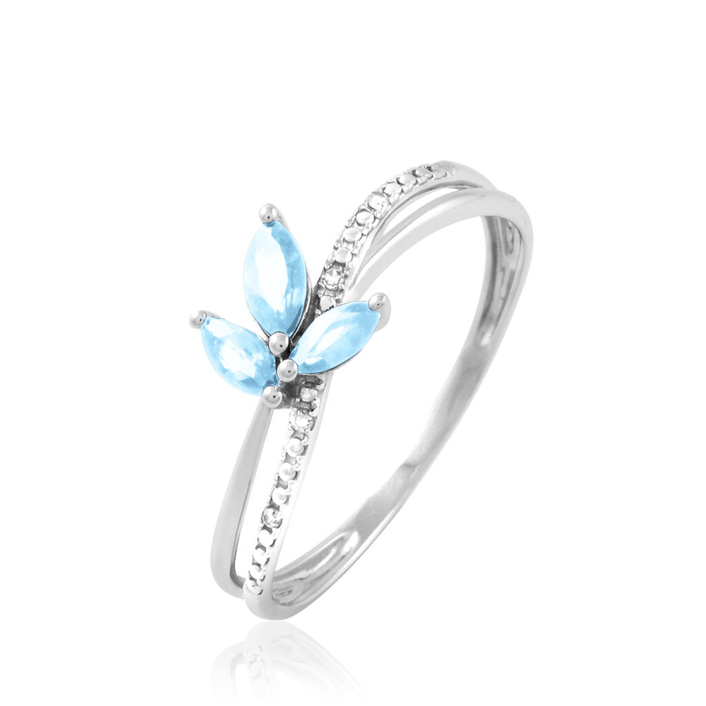 Bague Angie Or Blanc Topaze Et Diamant - Bagues avec pierre Femme | Histoire d’Or