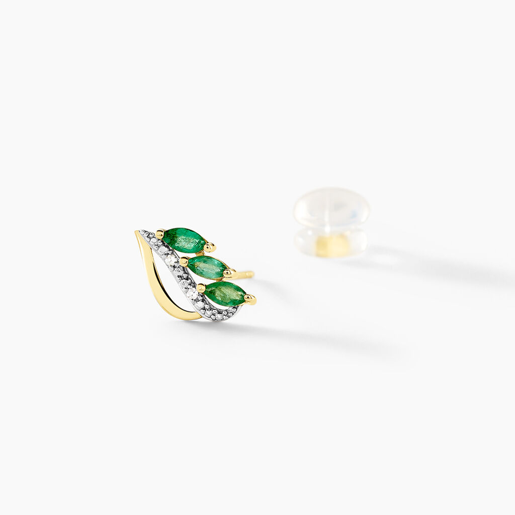 Boucles D'oreilles Puces Or Jaune  Sheelagh Emeraudes Diamants - Clous d'oreilles Femme | Histoire d’Or