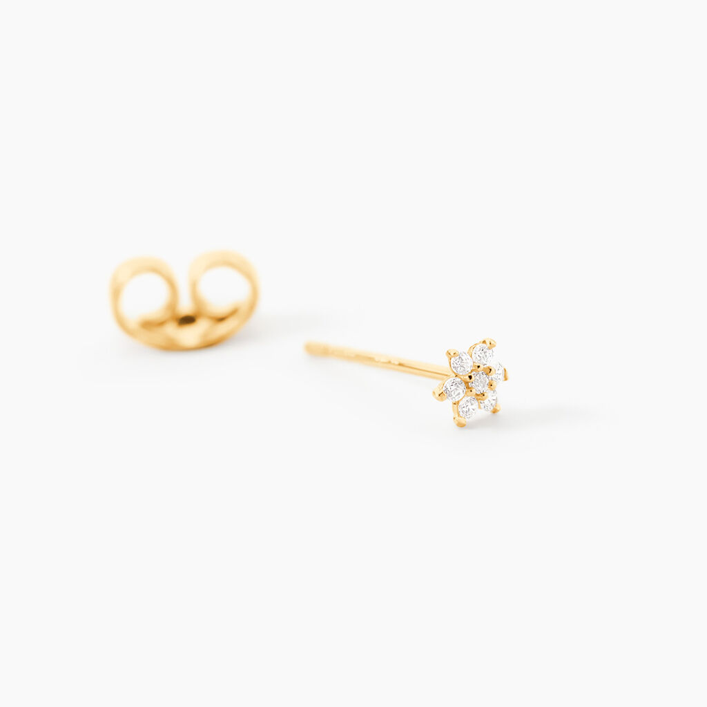 Boucles D'Oreilles Puces Barnabas Or Jaune Oxyde De Zirconium - Clous d'oreilles Femme | Histoire d&rsquo;Or