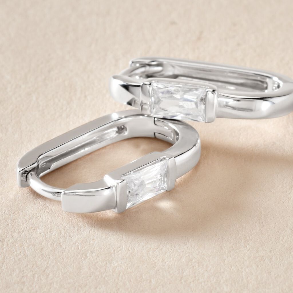 Créoles Celyn Argent Rhodié Oxyde De Zirconium - Boucles d'oreilles créoles Femme | Histoire d’Or