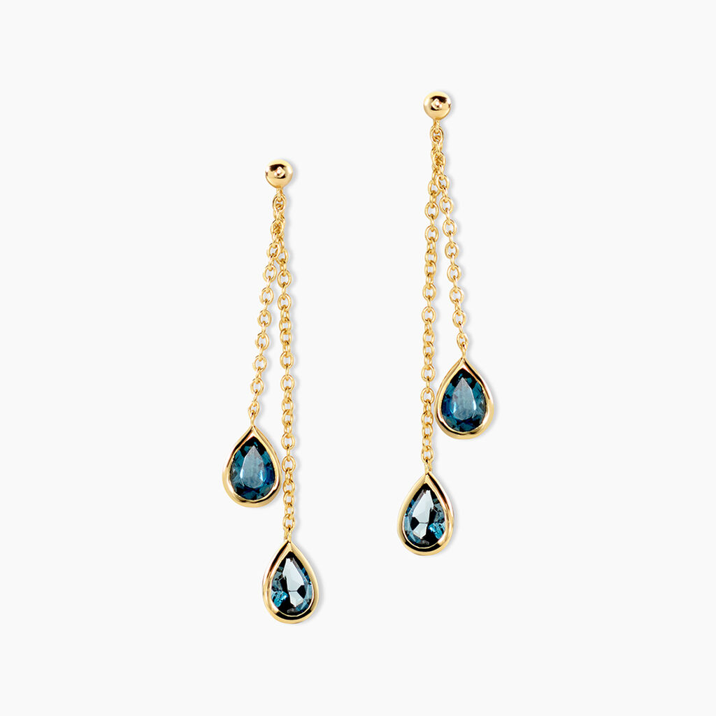 Boucles D'Oreilles Pendantes Carlyn Argent Dor&eacute; A L'Or 750/1000 Topaze - Boucles d'oreilles pendantes Femme | Histoire d&rsquo;Or