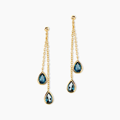 Boucles D'Oreilles Pendantes Carlyn Argent Dor&eacute; A L'Or 750/1000 Topaze - Boucles d'oreilles pendantes Femme | Histoire d&rsquo;Or