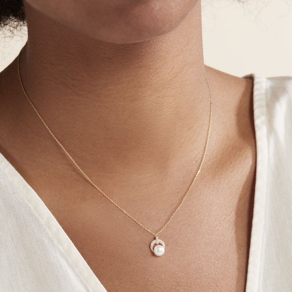 Collier Aloys Or Jaune Perle De Culture Et Oxyde De Zirconium - Colliers Femme | Histoire d’Or