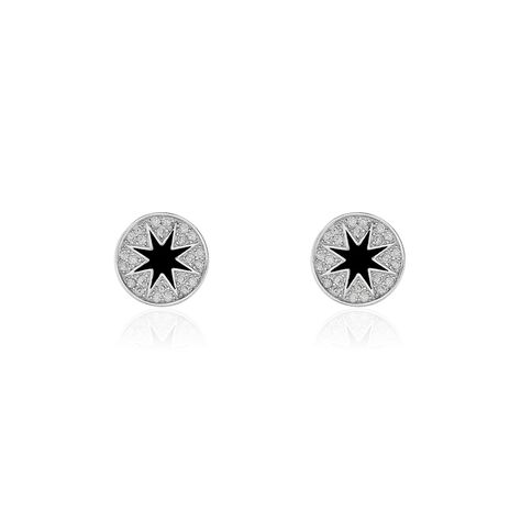 Boucles D'oreilles Puces Argent Blanc Winston Oxydes De Zirconium - Boucles d'oreilles fantaisie Femme | Histoire d’Or