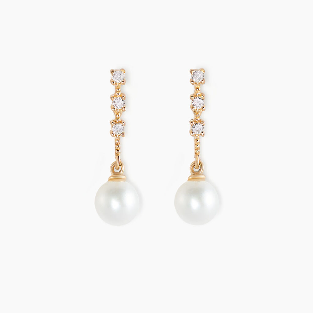 Boucles D'oreilles Pendantes Louise-marie Or Jaune Perle De Culture - Boucles d'oreilles pendantes Femme | Histoire d&rsquo;Or