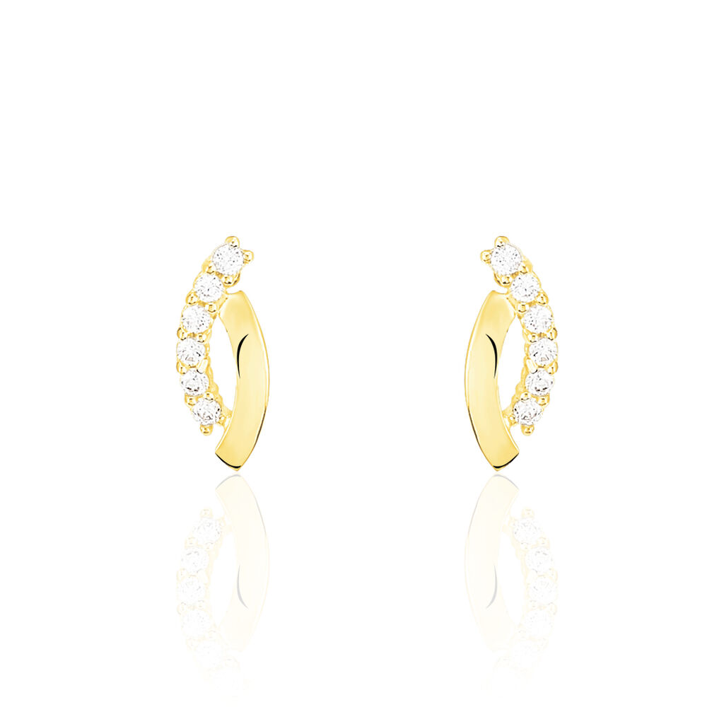 Boucles D'oreilles Puces Marlyatou Or Jaune Oxyde De Zirconium - Clous d'oreilles Femme | Histoire d’Or
