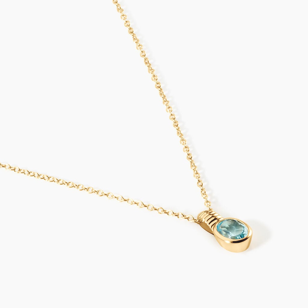 Collier Hila Argent Dor&eacute; A L'Or 750/1000 Topaze - Bijoux avec pierres Femme | Histoire d&rsquo;Or