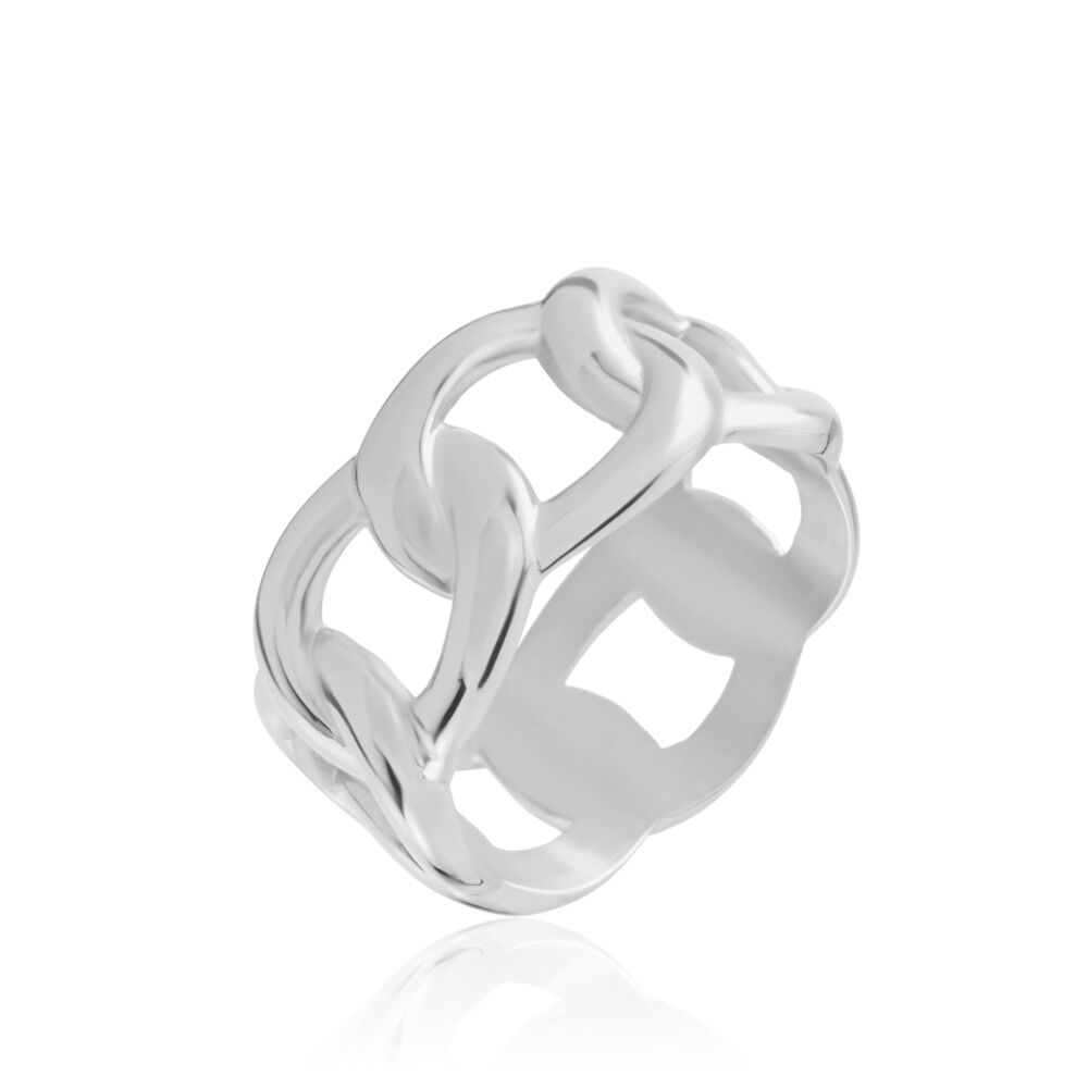 Bague Femme Fine En Acier Inoxydable - Design Blanc Et Beige époxy - Largeur 0.4 Cm - Bijou Intemporel - 7