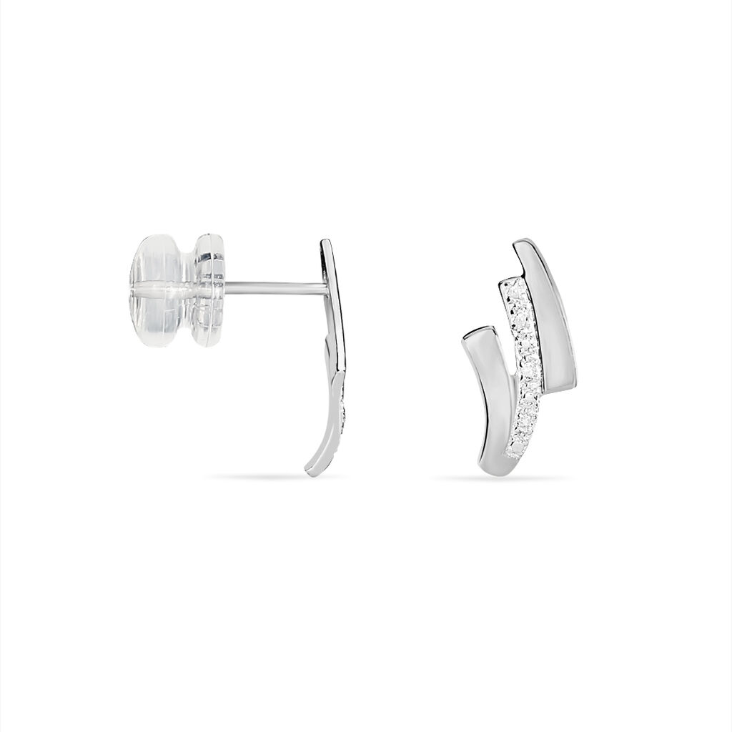 Boucles D'oreilles Puces Ainhoa Or Blanc Diamant - Clous d'oreilles Femme | Histoire d’Or