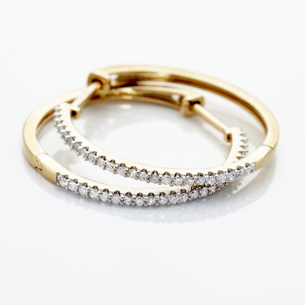 Creoles Or Jaune Aryanna Diamants - Boucles d'oreilles cr&eacute;oles Femme | Histoire d&rsquo;Or