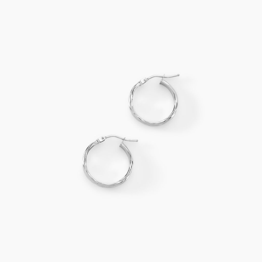 Créoles Ananas Or Blanc - Boucles d'oreilles créoles Femme | Histoire d’Or