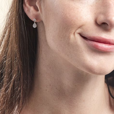 Boucles D'oreilles Pendantes Aletha Argent Blanc Oxyde De Zirconium - Boucles d'oreilles fantaisie Femme | Histoire d’Or