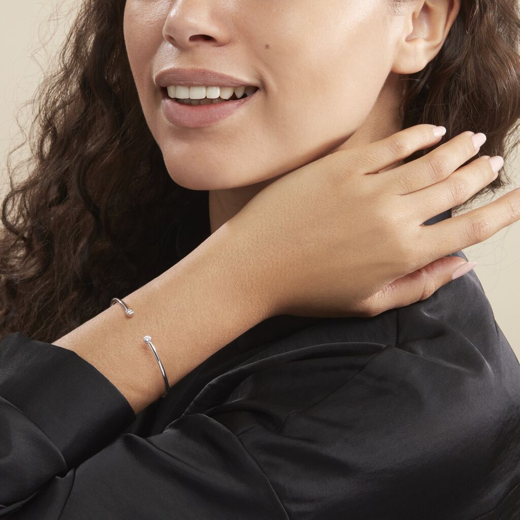 Bracelet Jonc Regine Argent Blanc Oxyde De Zirconium - Bracelets joncs Femme | Histoire d’Or