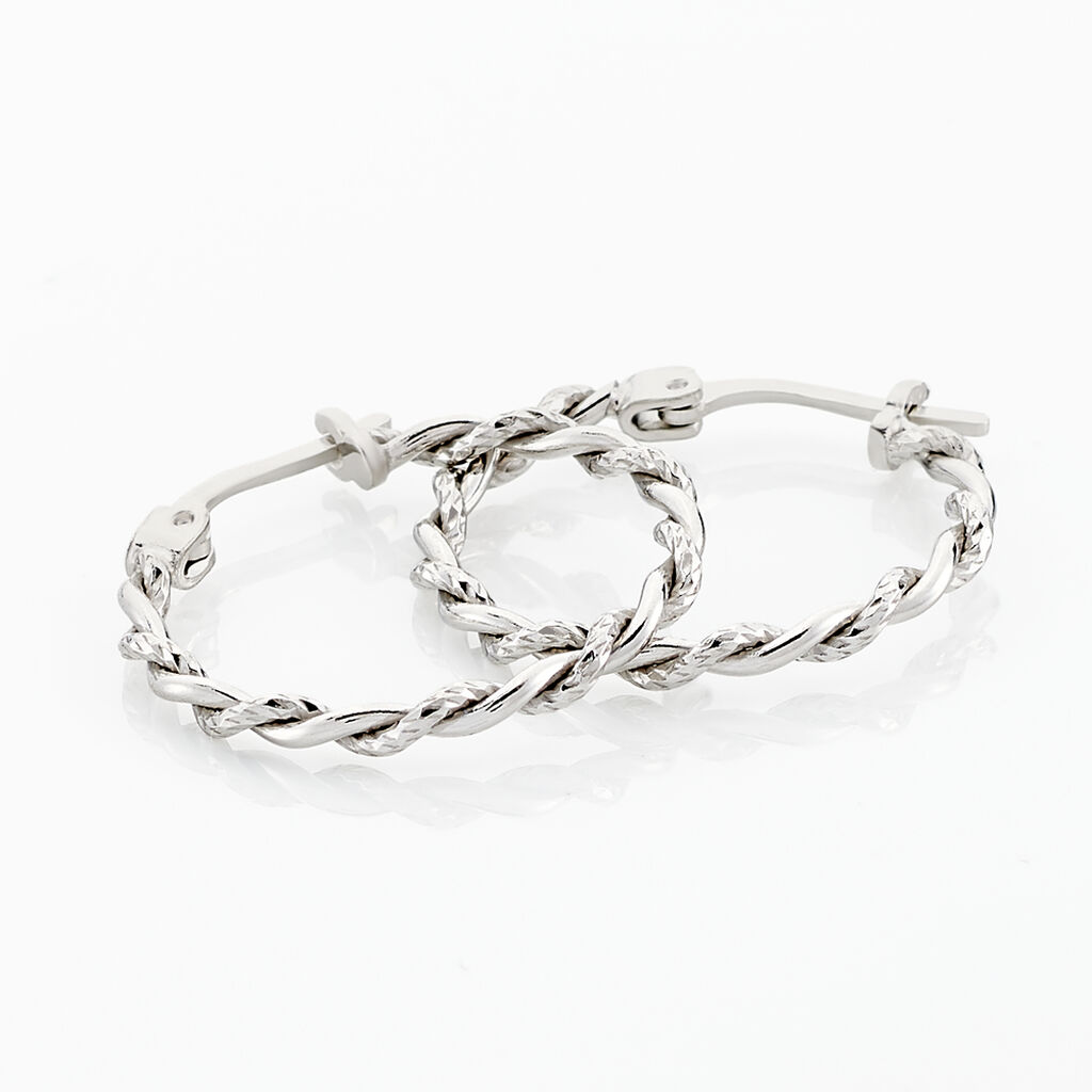 Créoles Argent Blanc Abie - Boucles d'oreilles créoles Femme | Histoire d’Or