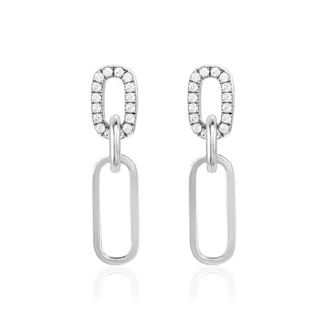 Boucles D'oreilles Pendantes Trait D'union Argent Blanc Oxyde - Boucles d'oreilles fantaisie Femme | Histoire d’Or